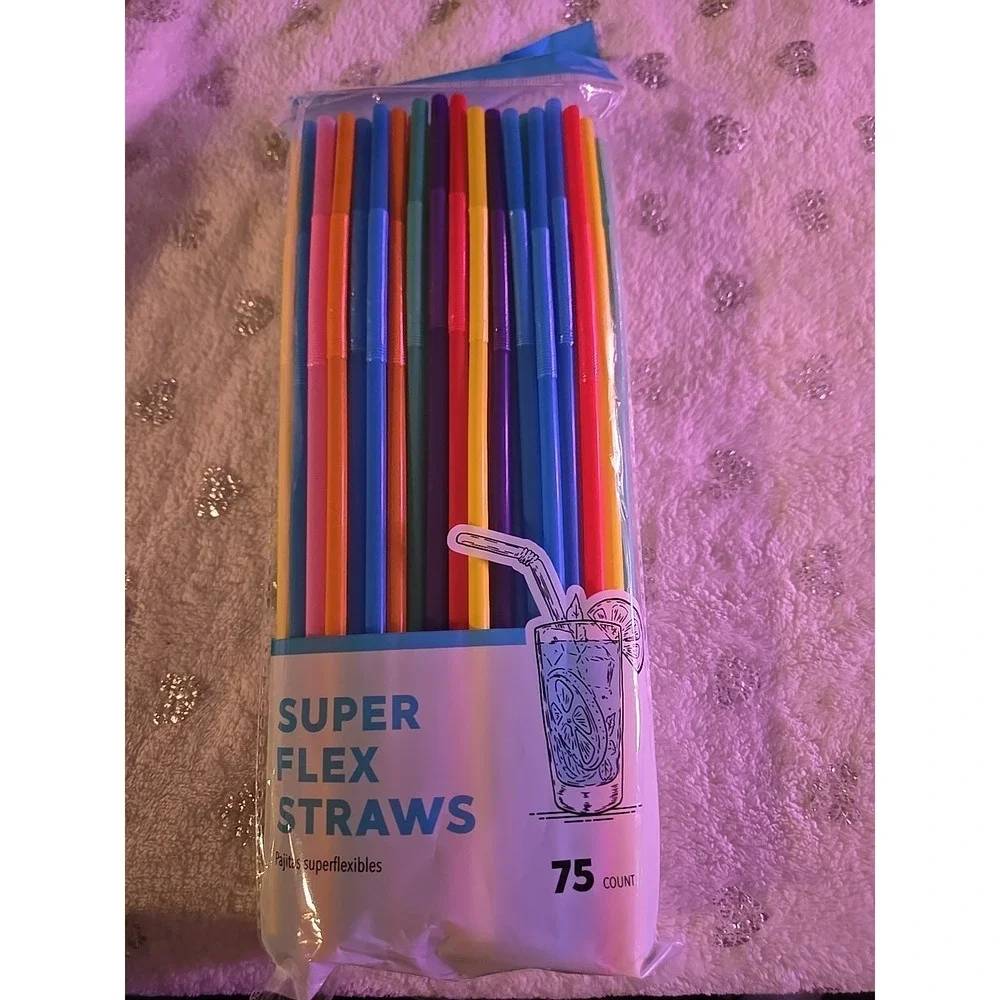 Lami 75 Super Flex Straws Plastic Assorted Colors‎